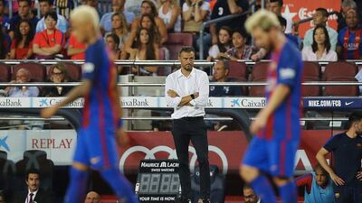 Barcelona manager Luis Enrique during the Primera Liga match against Alaves. Quique Garcia / EPA