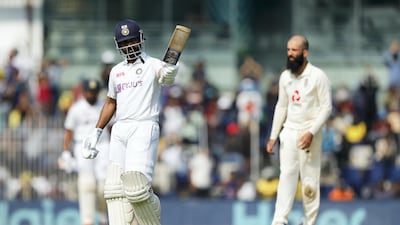 Ajinkya Rahane of India celebrates after reaching his fifty. Sportzpics / BCCI