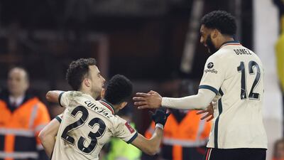 Diogo Jota celebrates after scoring the winner. Getty