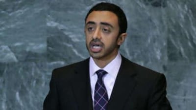 Sheikh Abdullah bin Zayed addresses the 63rd session of the UN General Assembly in New York on Sept 27 2008.