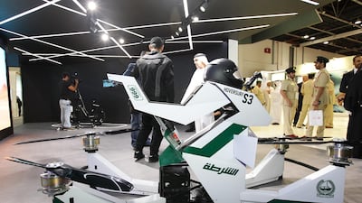 The Hoversurf can seat a police office or be flown remotely. Dubai Police