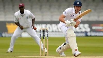 Alastair Cook scored his 29th Test half-century against the West Indies today. Philip Brown / Reuters