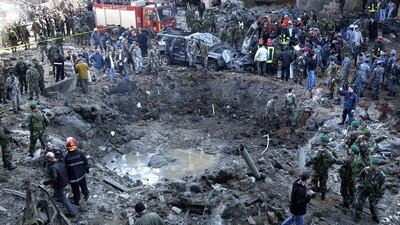 The massive crater left by the bombing in Beirut that killed prime minister Rafiq Hariri and 22 others on February 14, 2005. AP Photo