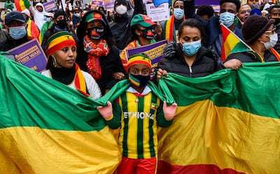 Activists march during a protest near the White House in Washington in November 2021. AFP