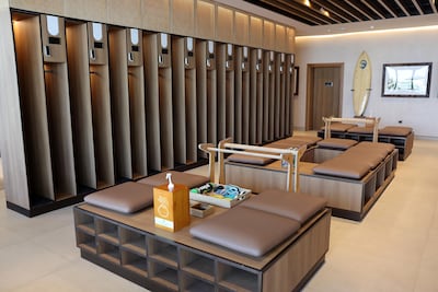 The locker rooms at Surf Abu Dhabi are in the middle of the building. Pawan Singh / The National