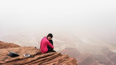 Lucas Foglia: Kate in an EEG. Study of Cognition in the Wild, Utah, 2015. From the series: Human Nature, 2006–2019 © Lucas Foglia, Prix Pictet