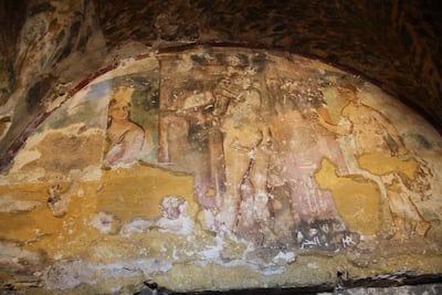 Naked women painted on the walls of Quseir Amra. Amy McConaghy / The National