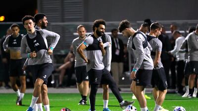 Mohamed Salah and his Liverpool teammates train ahead of their Fifa Club World Cup semi-final against Mexico's Monterrey. Reuters