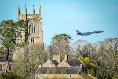 A US fighter jet taking off from the Fairford airbase in Gloucester, England. Mr Blair criticised the UK government's initial response in the Iran war. Getty