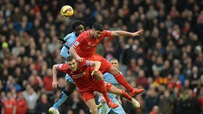 Wilfried Bony, who came off the bench during Manchester City's defeat to Liverpool, is yet to make a start at his new club. Oli Scarff / AFP