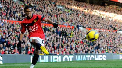 Nani of Manchester United crosses the ball against Portsmouth at Old Trafford on February 6, 2010 in Manchester, England. Getty Images