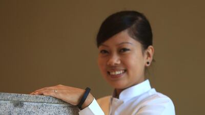 Restaurant captain Yamuna Tamang is also taking part in Jawbone Challeng. Ravindranath K / The National