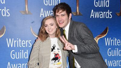 Actress Elsie Fisher, left, and comedian Bo Burnham at the LA ceremony. AP