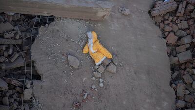 A coat sits among the rubble in the aftermath of a residential building collapse in Gesr Al Suez, Cairo. EPA