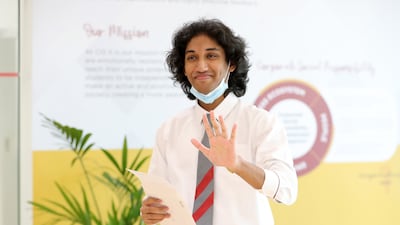 Atharv Naik was delighted to receive five A* grades in his A-levels. Pawan Singh / The National