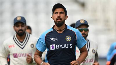 Fast bowler Ishant Sharma runs during a training session.