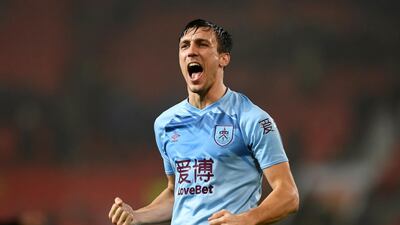 Burnley midfielder Jack Cork of Burnley celebrates victory at OldTrafford. Getty Images
