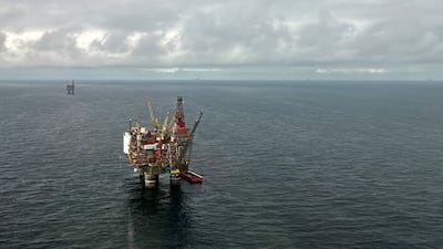 FILE PHOTO: Aerial view of the Gullfaks C oil platform, North Sea, August 23, 2023. REUTERS / Nora Buli / File Photo