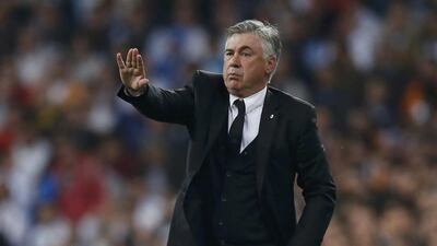 Carlo Ancelotti shown during a Champions League match last year while still manager of Real Madrid. Sergio Perez / Reuters / April 23, 2014