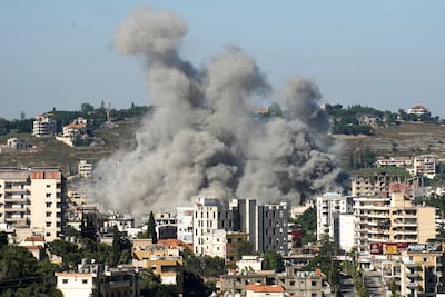 Israeli air strikes targeted the southern Lebanese city of Nabatieh. AFP