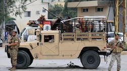Lebanese soldiers in the village of Zawtar Al Gharbiyeh. EPA