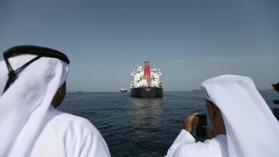 The MV Andrea Victory under a Norway flag was attacked outside Fujairah port on Sunday. EPA