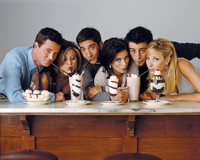 Aniston, second from left, sported The Rachel in the earlier seasons of 'Friends'. Courtesy NBC/NBCU
