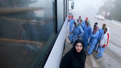 Shamma Al Zaabi, an Emirati who works with the Ministry of Interior, has campaigned for compulsory air conditioning in labourers’ buses. Ravindranath K / The National
