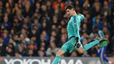 Chelsea's Thibaut Courtois goes for a goal kick against Sunderland on Saturday in the Premier League. Glyn Kirk / AFP / December 19, 2015