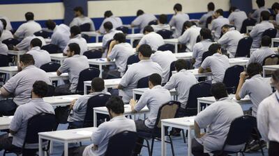Pupils take an exam at The Institute of Applied Technology in Al Qusais, Dubai. For some, the examination process can be extremely stressful, and schools and family are urged to help. Jaime Puebla / The National