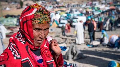 An elderly Berber woman attends Engagement Moussem. Photo: Fadel Senna / AFP