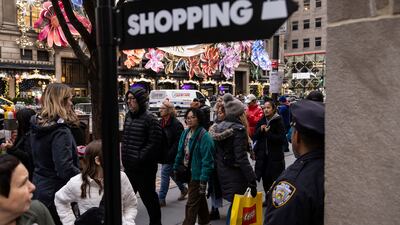 Fifth Avenue in New York. Retail sales in the US last month dropped by 0.8 per cent, the biggest decline in about a year. AP