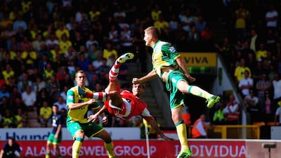 Southampton striker Dani Osvaldo shown during a Premier League match against Norwich City on August 31, 2013. Jamie McDonald / Getty Images