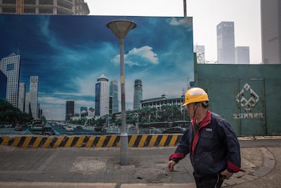 A construction site in the Central Business District area in Beijing. EPA