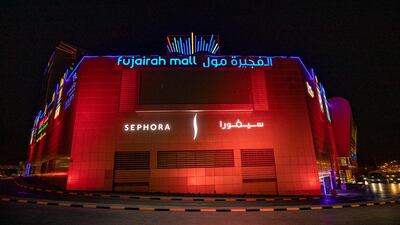 Fujairah mall is bathed in red