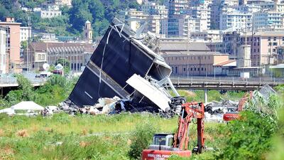 Rescue teams at work in the area of the collapsed bridge EPA
