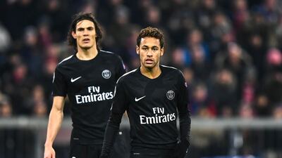 PSG's Neymar, right, and Edinson Cavani will pose an immense challenge for Real Madrid. Christian Bruna / EPA