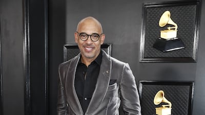 Harvey Mason Jr in a silver velvet tux. EPA