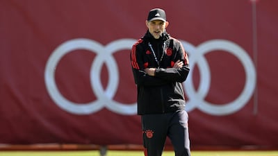 Bayern Munich manager Thomas Tuchel leads training. AFP