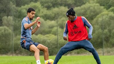 Zidane Iqbal and Anthony Elanga working out in Spain.