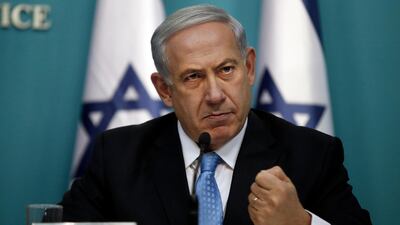 Israeli Prime Minister Benjamin Netanyahu gestures as he delivers a speech during a press conference at the prime minister's office in Jerusalem on August 27, 2014. AFP