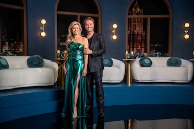Dutch celebrity couple Nicolette van Dam and Bas Smit host Love is Blind: Netherlands: Photo: Netflix