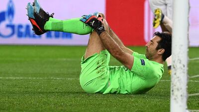 Paris Saint-Germain's Italian goalkeeper Gianluigi Buffon reacts. AFP