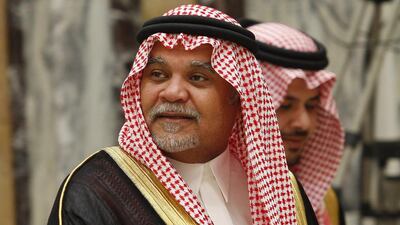 Saudi Prince Bandar bin Sultan seen at his palace in Riyadh, Saudi Arabia on June 4, 2008. Hassan Ammar / AP Photo