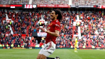 United's Edinson Cavani celebrates scoring. PA