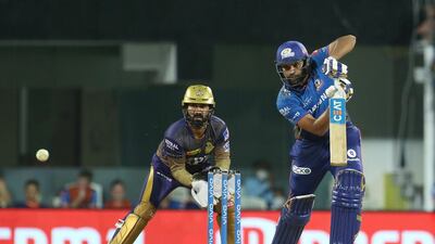 Rohit Sharma, captain of Mumbai Indians, plays a shot