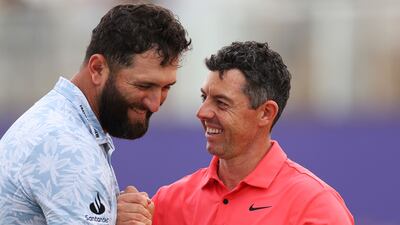 Rory McIlroy, right, says Jon Rahm must be part of the European team that takes on the US in New York in 2025. Getty Images