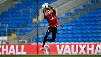 Liverpool and Wales goalkeeper Danny Ward shown in action training with his national team ahead of a match against Northern Ireland. Stu Forster / Getty Images / March 23, 2016
