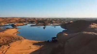 The UAE's recent three-day deluge left temporary lakes between sand dunes near Al Ain after a storm dumped around two and a half years' worth of rain near the city in just four days. Courtesy: Storm Centre