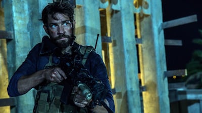 John Krasinski in the film, "13 Hours: The Secret Soldiers of Benghazi" from Paramount Pictures (Christian Black / Paramount Pictures via AP)